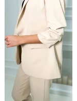 Elegantní souprava saka a kalhot tmavě béžové barvy