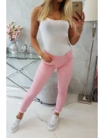 Kalhoty z džínoviny světle růžové barvy Kalhoty z džínoviny světle růžové barvy