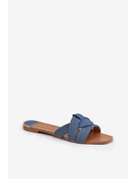 Ploché Dámské Sandály S Proplétajícími Se Pásky Džínové Selaenor