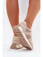 Semišové Sneakersy Na Platformě Dámské Big Star RR274897 HI-POLY SYSTEM Béžové