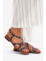 Ploché Kožené Sandály Dámské Maciejka 06635-05 Černé