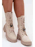 Dámské workery s přezkami Medvídek Srdce Béžové Iravine