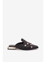 Kožené dámské nazouváky s ozdobnými pásky D&A CR61-3058 Černé