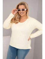 Dámská blůza Plus Size s V výstřihem a delším zadním dílem žlutá