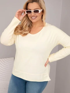 Dámská blůza Plus Size s V výstřihem a delším zadním dílem žlutá