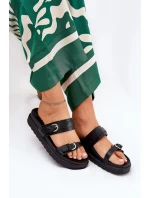 Dámské Pantofle Na Platformě Se Zlatými Sponami Černé Wernone