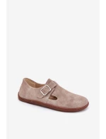 Semišové Polobotky Barefoot Dámské S Přezkou Zazoo N1261 Béžové