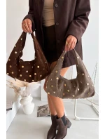 Kožená semišová kabelka s ozdobou hnědá Narisse