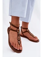 Dámské žabky s ozdobami Hnědé Dorena