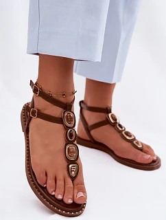 Dámské žabky s ozdobami Hnědé Dorena