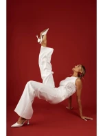 M866 Kombinéza s krajkovými panely - ecru