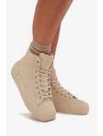 Dámské zateplené tenisky na platformě Big Star – béžové Dámské zateplené tenisky na platformě Big Star – béžové