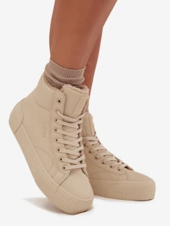 Dámské zateplené tenisky na platformě Big Star – béžové