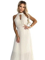 484-1 Plisované midi šaty se slzovitým výstřihem - BEACH