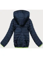 Tmavě modro-šedá dámská sportovní bunda s neonovými vsadkami (8M911-215) Tmavě modro-šedá dámská sportovní bunda s neonovými vsadkami (8M911-215)