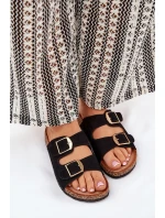 Dámské sandály na korkové platformě se zlatými sponami černé Lisavionea Dámské sandály na korkové platformě se zlatými sponami černé Lisavionea