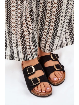 Dámské sandály na korkové platformě se zlatými sponami černé Lisavionea Dámské sandály na korkové platformě se zlatými sponami černé Lisavionea
