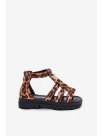 Dívčí Sandály Gladiátoři Se Zlatým Detalem Panterka Vesira Dívčí Sandály Gladiátoři Se Zlatým Detalem Panterka Vesira