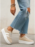 Dámské kožené tenisky LA319 ZY1378 béžové - FashionStreet