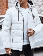 Pánská prošívaná zimní bunda s kapucí bílá FashionStreet TX5056 Pánská prošívaná zimní bunda s kapucí bílá FashionStreet TX5056