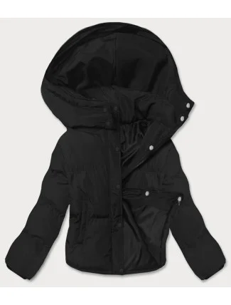 Černá krátká bunda pro přechodné období s kapucí (5M3117-392) Černá krátká bunda pro přechodné období s kapucí (5M3117-392)