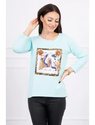 Halenka s 3D grafikou a zdobenými volánky mint