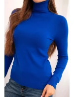 Dámský svetr z viskózy s rolákem a dlouhým rukávem chabrový