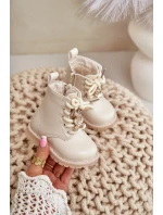 Zateplené dětské boty s medvídkem na zip béžové Enchanta