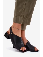 Kožené Dámské Sandály Na Klínku Maciejka 06975-01 Černé
