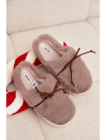 Kožešinové pantofle s mašlí khaki Minella