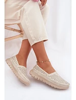 Vzdušné Lehká Dámská Mokasyny Sergio Leone MK099H Béžovo-Zlaté