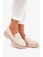 Dámské eko kožené mokasíny s cyrkoniemi Wilamla – béžové