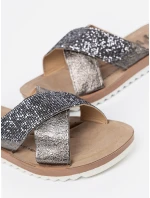 Praktické dámské stříbrné  nazouváky na klínku