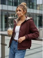 Dámská přechodná prošívaná bunda s kapucí FashionStreet bordó TY5615