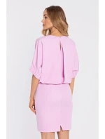M904 Halenkové šaty s rozparkem na zádech - cukrově růžové
