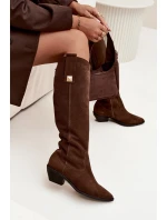 Kožené semišové kozačky cowboyové zateplené Zazoo 4224 čokoládové Kožené semišové kozačky cowboyové zateplené Zazoo 4224 čokoládové