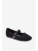 Textilní baleríny s páskem a přezkou Jelisa