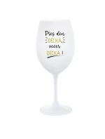 PŘES DEN DĚCKA, VEČER DECKA! - bílá  sklenice na víno 350 ml