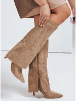 Dámské semišové boty s širokým svrškem khaki FashionStreet ZY1099