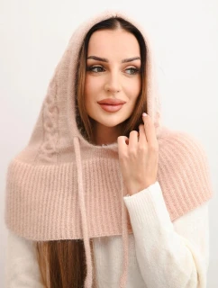 Dámská čepice s kapucí a pleteným vzorem bílá