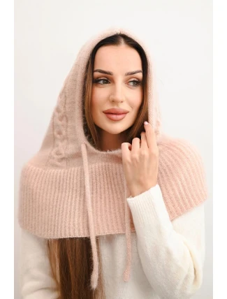 Dámská čepice s kapucí a pleteným vzorem bílá Dámská čepice s kapucí a pleteným vzorem bílá