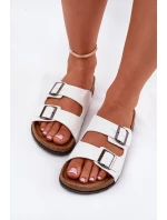 Dámské Pantofle Na Korek Platformě S Přezkami Bílé Redore