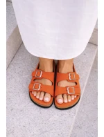 Dámské pantofle oranžové s přezkami Oliena