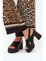 Sandály na podpatku 218-3 černé - Step in style