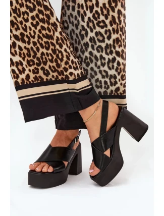 Sandály na podpatku 218-3 černé - Step in style