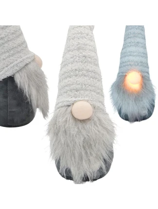 SKŘÍTEK S DLOUHÝM BÍLÝM KLOBOUKEM A SVÍTÍCÍM NOSEM 42CM