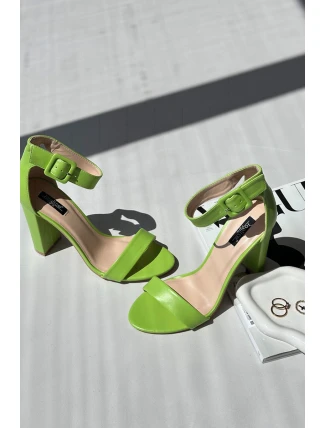 Sandálky Na Podpatku Neonová Zeleň Georgina