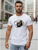 Pánské bavlněné tričko s potiskem bílé FashionStreet NX5085R