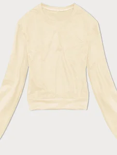 Tenká krátká dámská tepláková mikina v barvě ecru (8B938-67+132)