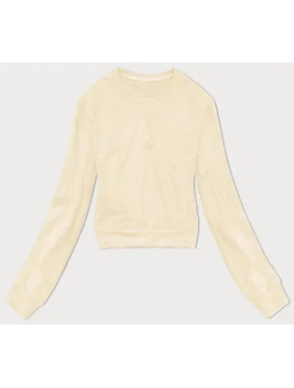 Tenká krátká dámská tepláková mikina v barvě ecru (8B938-67+132) Tenká krátká dámská tepláková mikina v barvě ecru (8B938-67+132)